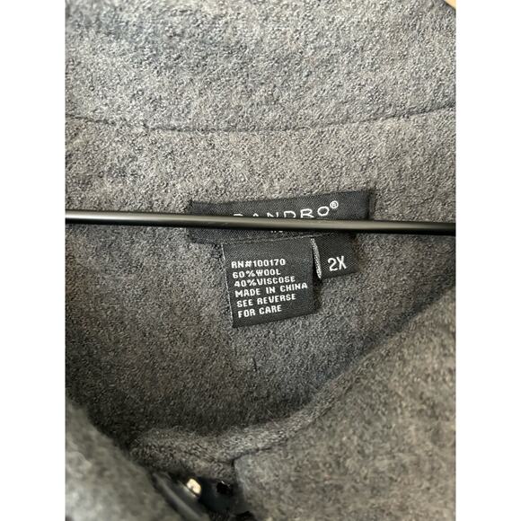 Sandro Women Gray Wool Jacket Coat 2x - Picture 4 of 7